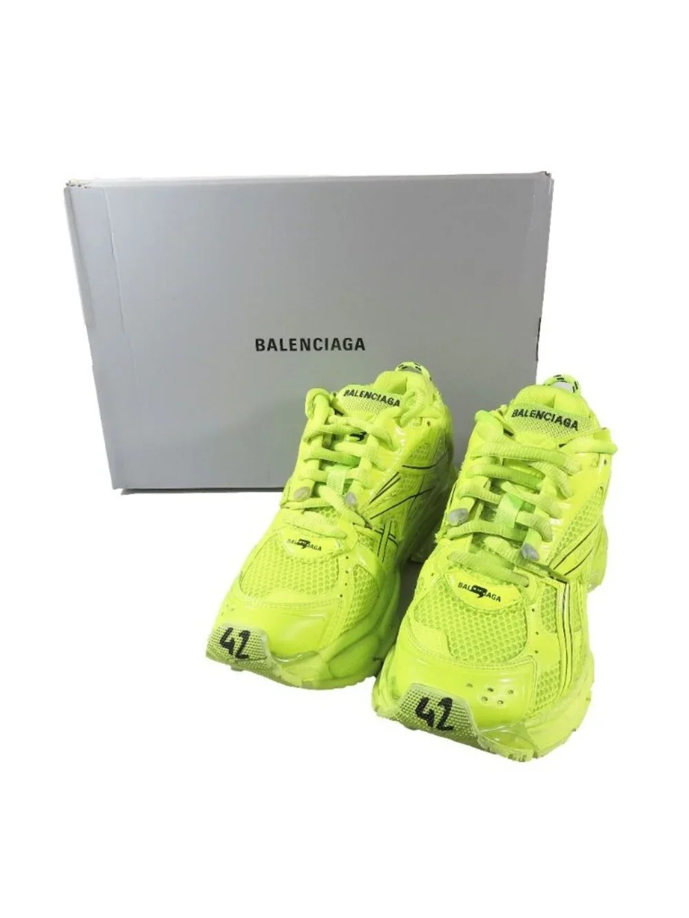 Balenciaga Runner Low Cut Sneakers Vintage Shoes Neon Yellow - Picture 14 of 14
